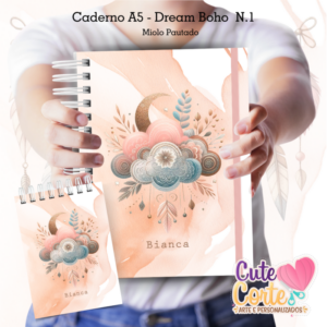 Caderno Pautado A5 + Bloquinho A6 – Dreamy Boho N1