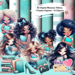 Kit Digital - Menininhas Tiffany (8 Papéis Digitais + 10 Cliparts)