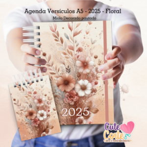 Agenda Versículos A5 - 2025 - 1DPP+ Brinde Bloquinho A6 – Floral N1