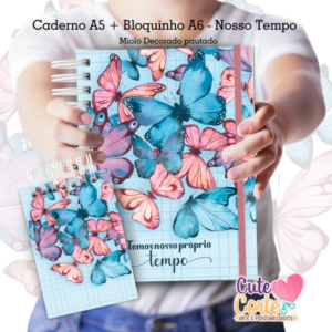 Caderno Pautado A5 + Bloquinho A6 – Nosso Tempo - Borboletas