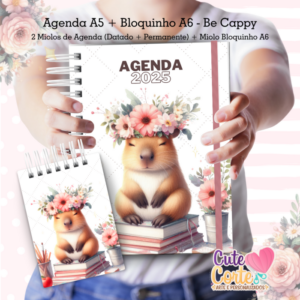 AGENDA A5 (Datada + Permanente)+ Brinde Bloquinho A6 – Be Cappy