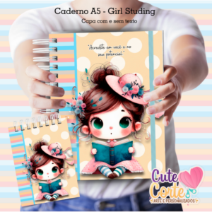Caderno Pautado A5 + Bloquinho A6 – Girl Studing