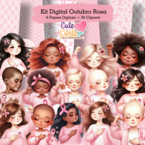 Kit Digital - Outubro Rosa (Papéis Digitais + Cliparts)