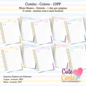 PACK MIOLOS BÁSICO – 1DPP – AGENDA A5 – 2025 – DATADA – 1 DIAS POR PÁGINA – COLORS