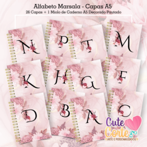 Alfabeto Marsala - Pack CAPAS A5 + Miolo Pautado Caderno A5