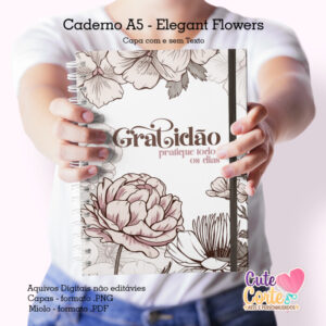 Caderno Pautado A5 - ELEGANT FLOWERS