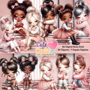 Kit Digital – Rose Gold – Papéis Digitais e Cliparts