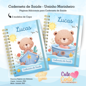 Caderneta de Saúde - 2 Capas / 1 Miolo - Ursinho Marinheiro N1