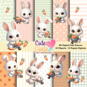 Kit Digital – Feliz Pascoa – Papéis Digitais e Cliparts
