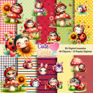 Kit Digital – Joaninha – Papéis Digitais e Cliparts