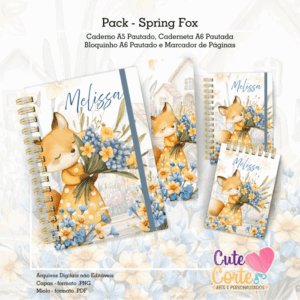 Pack Spring Fox - Caderno A5 + Caderneta A6 + Bloquinho A6