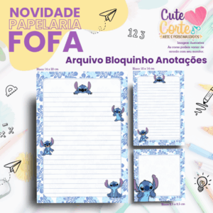 Pack Papelaria Fofa - Bloquinhos - Stich