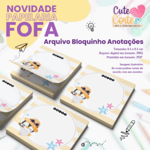 Bloquinho - 95x95mm - Pinguim - Papelaria Fofa