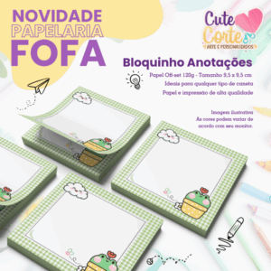 Bloquinho - 95x95mm - Sapinho - Papelaria Fofa