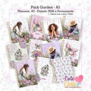 Pack Garden - Planners A5 - Datado e Permanente (11modelos de Capas) Capas com e sem Texto