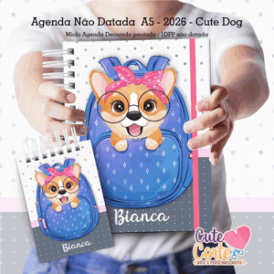 Agenda 2026 Não Datada A5 + Bloquinho A6 – Cute Dog