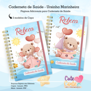 Caderneta de Saúde - 2 Capas / 1 Miolo - Ursinha Marinheira