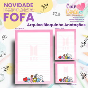 Pack Papelaria Fofa - BTS / ARMY - N2