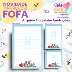 Pack Papelaria Fofa - BTS / ARMY - N1