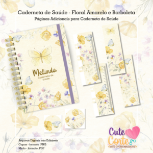 Caderneta de Saúde - Floral Amarelo e Borboleta