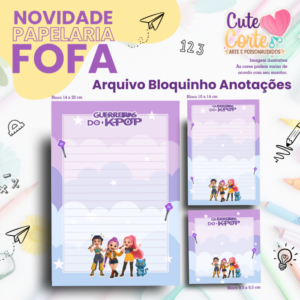 Pack Papelaria Fofa - GUERREIRAS DO KPOP