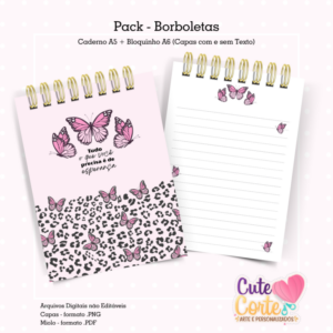 Bloquinho A6 - Borboletas Rosa