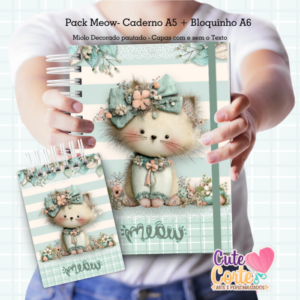Pack Meow - Caderno Pautado A5 + Bloquinho A6