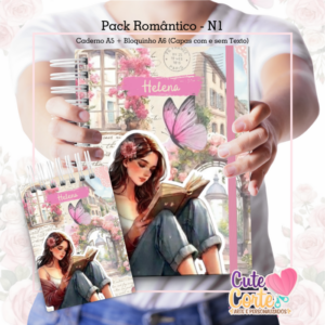 Caderno Pautado A5 + Bloquinho A6 – Romântico N1