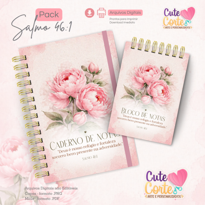 Pack Salmo 46:1- Caderno A5 + Bloquinho A6 + Extras - Imagem 5