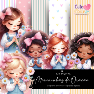 Kit Digital - Menininhas de Oração (5 Papel Digital + 5 Cliparts)