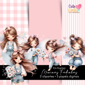 Kit Digital - Meninas Fadinhas (3 Papéis Digitais + 5 Cliparts)