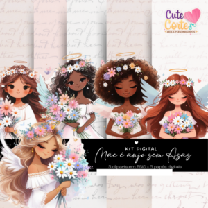 Kit Digital - Mãe Anjo (5 Papel Digital + 5 Cliparts)