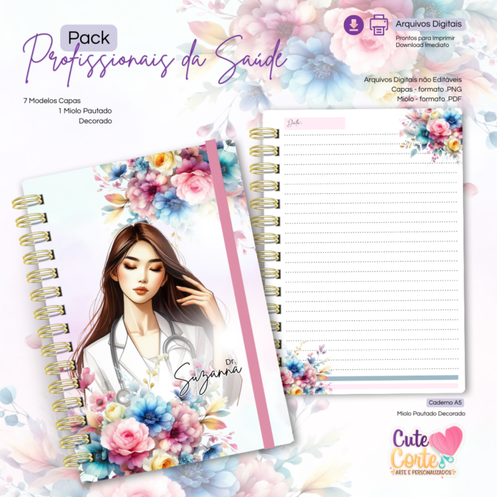Pack Profissionais da Saúde - Caderno A5 - 7 Modelos de Capa - Imagem 5