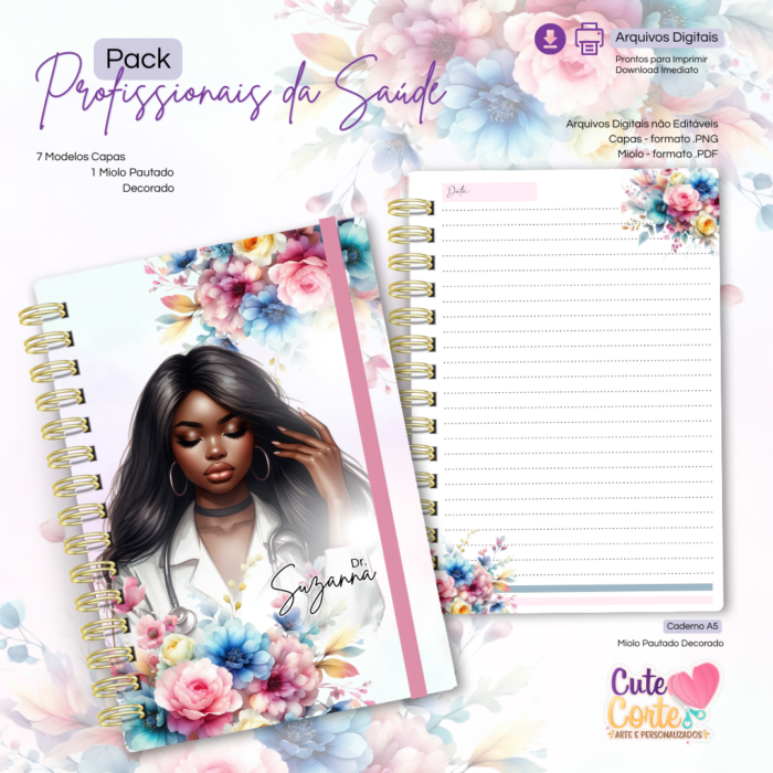 Pack Profissionais da Saúde - Caderno A5 - 7 Modelos de Capa - Imagem 3