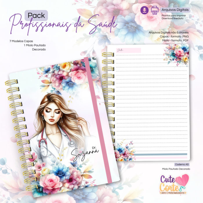 Pack Profissionais da Saúde - Caderno A5 - 7 Modelos de Capa - Imagem 9