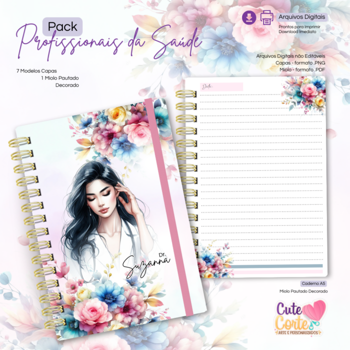 Pack Profissionais da Saúde - Caderno A5 - 7 Modelos de Capa - Imagem 8