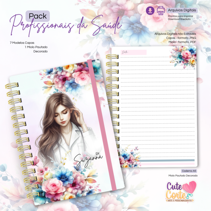 Pack Profissionais da Saúde - Caderno A5 - 7 Modelos de Capa - Imagem 7