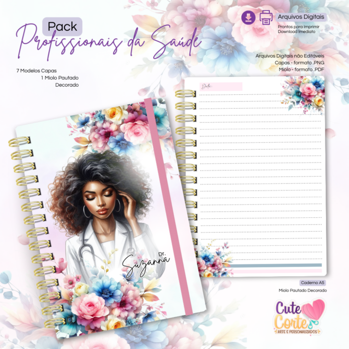 Pack Profissionais da Saúde - Caderno A5 - 7 Modelos de Capa - Imagem 6