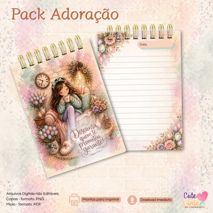 Pack Adoração N1 - Caderno A5 + Bloquinho A6 + Extras - Imagem 4