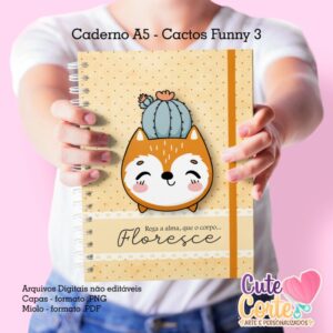 Cactos Funny N3 - Caderno A5 + Bloquinho A6 + Bloco Tarefas