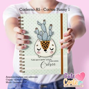Cactos Funny N1 - Caderno A5 + Bloquinho A6 + Bloco Tarefas