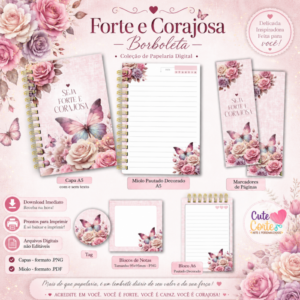 Pack Forte e Corajosa - Caderno A5 + Bloquinho A6 + Extras