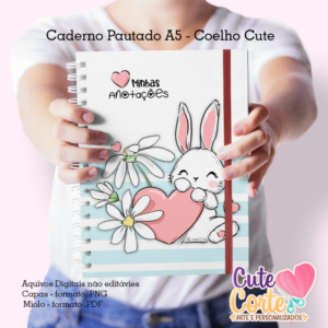 Coelho Cute - Caderno A5 + Bloquinho A6