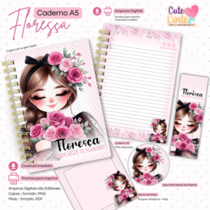 Floreça - Caderno Pautado A5 + Extras