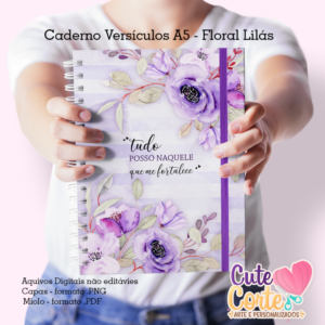 Floral Lilás - Caderno Versículos A5  + Bloquinho A6 + Planejamento Semanal