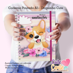 Doguinha Cute - Caderno A5  + Bloquinho A6 + Planejamento A4
