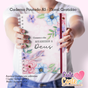 Floral Gratidão - Caderno Gratidão A5  + Bloquinho A6