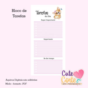 Cute Dog Menina- To do List 9 x 19,5cm