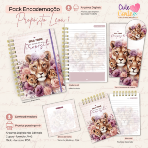 Propósito Leoa 1 - Caderno Pautado A5  + Bloquinho A6 + Extras