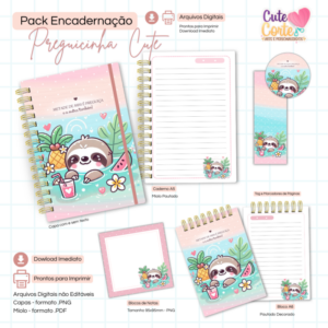 Preguicinha Cute - Caderno Pautado A5  + Bloquinho A6 + Extras